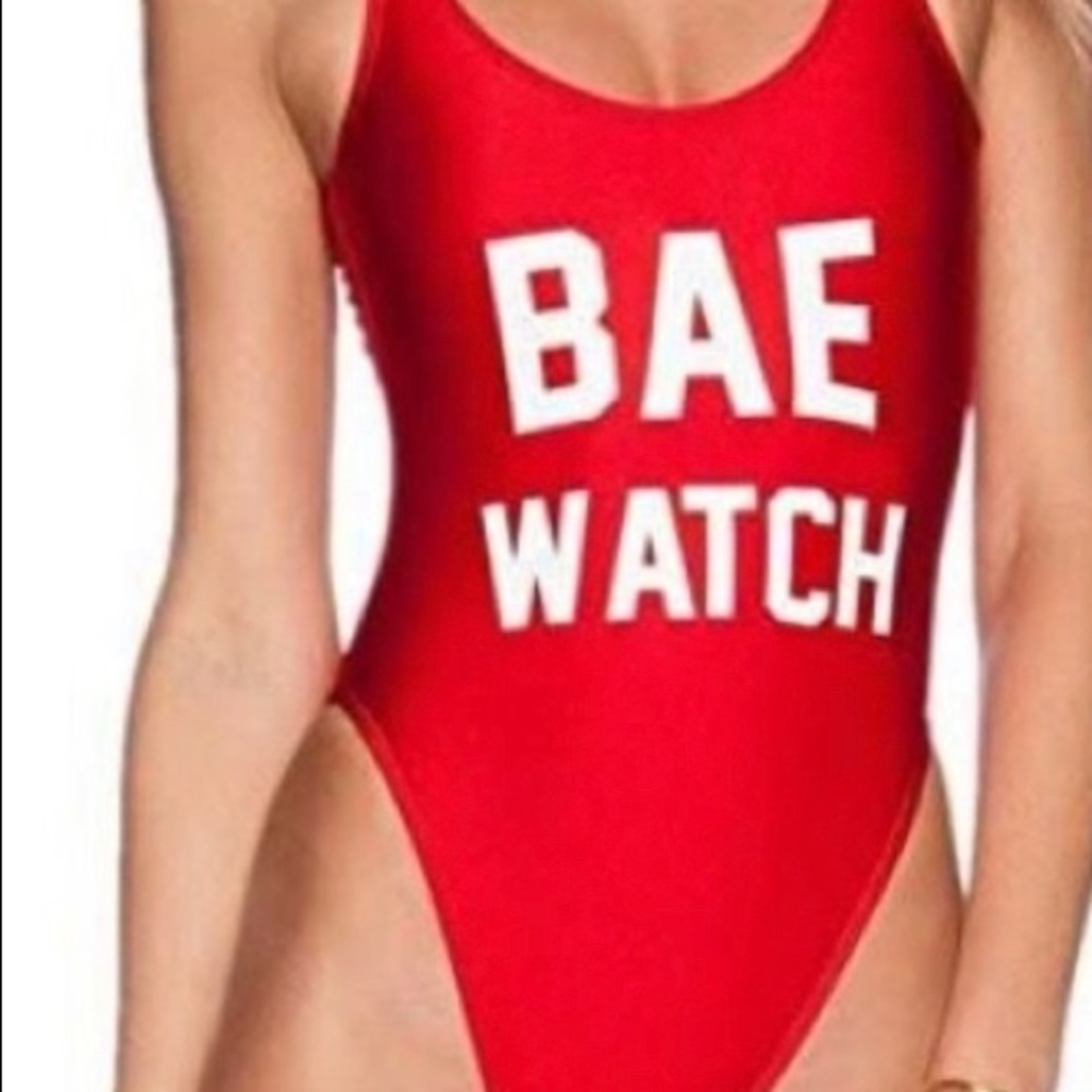 Bae Watch | Red High Side Throwback Bathing Suit | Baywatch Swimwear Duke Style